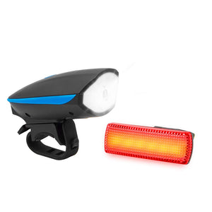 Redlemon Kit Básico de Luz Delantera y Trasera LED para Bicicleta, Impermeables, con Claxon, Distintos Modos y Potencia de Iluminación, Universales y Ajustables a Cualquier Bicicleta, Batería Recargable de Larga Duración