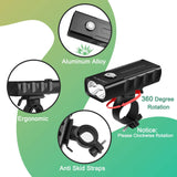 OIOSEN Juego de Luces para bicicleta, Lámpara de bicicleta de 1000 lúmenes recargable mediante USB, Lámparas delanteras y traseras, Linterna de seguridad a prueba de agua para ciclismo, cámping, senderismo