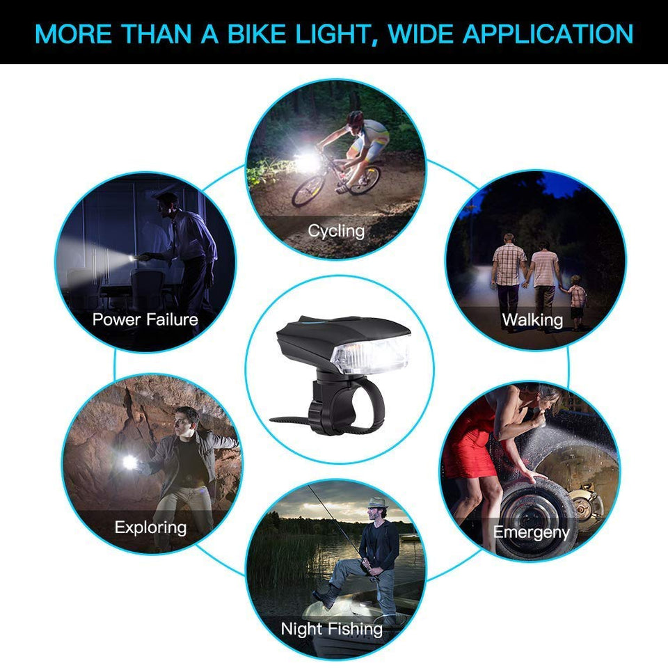 Ausein Luz de Bicicleta, Lámpara de Bicicleta Recargable USB, Luces para Bicicletas Delantera 400 LM XPG y Trasera 110 LM Impermeable