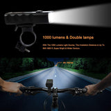 OIOSEN Juego de Luces para bicicleta, Lámpara de bicicleta de 1000 lúmenes recargable mediante USB, Lámparas delanteras y traseras, Linterna de seguridad a prueba de agua para ciclismo, cámping, senderismo