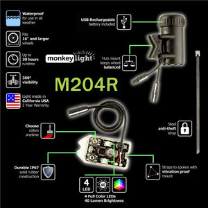 MonkeyLectric 40 LM Impermeable 4 Full Color LED Bike Rueda Luz